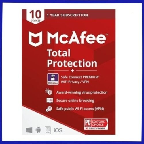 McAfee Total Protection Plus VPN (10 Devices, 1 Year) – McAfee Key – GLOBAL